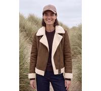 Kurzjacke CECIL, Damen, Gr. XS (36), braun (mocha braun), Stoff;Plüsch, Vorderseite: 100% Polyester. Rückseite: 100% Polyester, unifarben, comfort fit normal, V-Ausschnitt, Umschlagbund, Jacken Kurzja