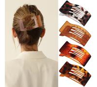 Velscrun Flache Haarspangen für Damen und Mädchen, matt, flach liegend, starker Halt, große seitliche Haarspange, alle Haartypen, französische Ente, rutschfester Griff, tägliches Styling, Bernstein