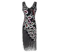 VEMOW 1920er Jahre Great Gatsby Kleid, Damen Abendkleider mit Pailletten Quaste Party Kleid, 1920er Retro Cocktail Stil Flapper Kleid,Festival Bankett Hochzeit Kleider Kostüm Kleid