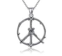 VENACOLY Friedenszeichen Halskette 925 Sterling Silber Friedenszeichen Anhänger Frieden Halskette Friedenszeichen Schmuck Geschenke für Frauen Männer