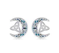 VENACOLY Keltische Mond Ohrringe 925 Sterling Silber Mondsichel Ohrring für Frauen Keltischer Knoten Schmuck Geschenke Lucky Irish Jewellery