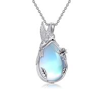 VENACOLY Kolibri Urnenkette für Asche 925 Sterling Silber Kolibri Mondstein Anhänger Feuerstattung Halskette Kolibri Memorial Schmuck Geschenk für Damen