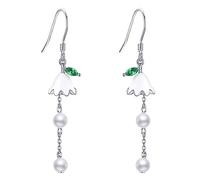 VENACOLY Lily of the Valley Ohrringe 925 Sterling Silber Perlenlilien Blumen Ohrringe Lily of the Valley Schmuckgeschenke für Frauen