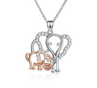 VENACOLY Mutter Tochter Elefant Kette 925 Sterling Silber Anhänger Halskette Tier Muttertag Schmuck Geburtstag Weihnachten Geschenk für Damen Frauen