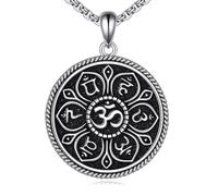 VENACOLY Om Halskette 925 Sterling Silber Lotus Om Anhänger Yoga Om Symbol Halsketten Om Geschenke Schmuck Geschenke für Männer Damen Frauen Yoga Liebhaber