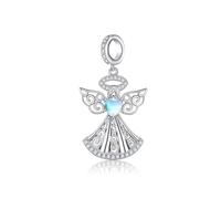 VENACOLY Schutzengel Charm Anhänger 925 Sterling Silber Mondstein Engel Bead Charms für Armband Schutzengel Schmuck Geschenk für Damen Frauen