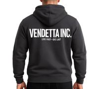 Vendetta Inc. Hoodie Live Fast Die Last VD-4103 - Anthrazit Herren Kapuzenpullover Rückenprint, Sweatshirt M-4XL (DE/NL/SE/PL, Alphanumerisch, M, Regular, Regular, anthrazit)
