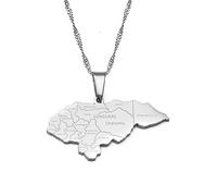 Venezuela Karte Und Farbe Flagge Anhänger Halsketten - Glänzende Weltkarten Form Paar Schlüsselbein Kette Schmuck Ethnischen Charme Land Pullover Kette Für Frauen Männer, Weiß, 45 cm