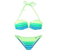 Bandeau-Bikini VENICE BEACH, Damen, Gr. 36, Cup C/D, grün (türkis, gestreift), Polyamid, Farbverlauf, Bikini-Sets, mit herausnehmbaren Cups, abnehmbare Träger, mit seitlichen Stäbchen (640222-36) türk