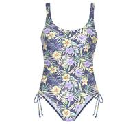 Badeanzug VENICE BEACH "Summer", Damen, Gr. 34, Cup C/D, bunt (marine, lemone), Polyamid, Xtra Life LYCRA, floral, Badeanzüge Badeanzug, mit seitlicher Raffung (62291534-34) marine, lemone