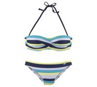 VENICE BEACH Bandeau-Bikini Damen marine-gelb-gestreift Gr.34 Cup B