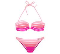 Bandeau-Bikini VENICE BEACH, Damen, Gr. 38, Cup C/D, pink (pink, gestreift), Polyamid, Farbverlauf, Bikini-Sets, mit herausnehmbaren Cups, abnehmbare Träger, mit seitlichen Stäbchen (570210-38) pink,
