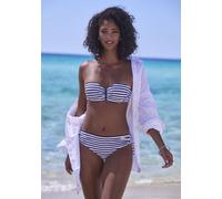 Bandeau-Bikini-Top VENICE BEACH "Summer", Damen, Gr. 36, Cup B, blau (marine, weiß), Polyamid, Xtra Life LYCRA, Bikini-Oberteile, Im Streifendesign (72255010-36) marine, weiß