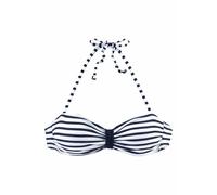 Bandeau-Bikini-Top VENICE BEACH "Summer", Damen, Gr. 38, Cup A/B, bunt (weiß, marine, gestreift), Xtra Life LYCRA, bedruckt, geblümt, gemustert, gestreift, Bikini-Oberteile, mit kontrastfarbener Schla