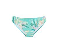 Bikini-Hose VENICE BEACH "Sandra", Damen, Gr. 40, N-Gr, blau (türkis bedruckt), Recycling-Polyamid, floral, leicht glänzend, Badehosen, in modischer, leicht glänzender Rippware (96153747-40) türkis be