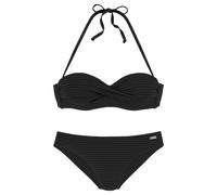 Bügel-Bandeau-Bikini VENICE BEACH, Damen, Gr. 34, Cup B, schwarz, Polyamid, strukturiert, unifarben, Bikini-Sets Bügel-Bandeau-Bikini, aus edler Strukturware (41316328-34)
