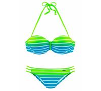 Bügel-Bandeau-Bikini VENICE BEACH, Damen, Gr. 32, Cup A, grün (türkis, gestreift), Polyamid, Querstreifen, gestreift, Bikini-Sets, im trendigen Streifen-Look (750147-32) türkis, gestreift