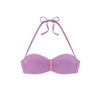 Bügel-Bandeau-Bikini-Top VENICE BEACH "Anna", Damen, Gr. 42, Cup B, lila, Polyamid, unifarben, kontrastfarbene Details, Bikini-Oberteile, mit geflochtenen Details (56615947-42) lila