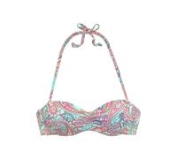 Bügel-Bandeau-Bikini-Top VENICE BEACH "Paislee", Damen, Gr. 44, Cup D, grün (mint, bedruckt), Recycling-Polyamid, Paisleymuster, bedruckt, Bikini-Oberteile, bedruckt, wattierte Cups, seitliche Stäbche