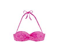 Bügel-Bandeau-Bikini-Top VENICE BEACH "Moloka", Damen, Gr. 38, Cup A, pink (pink bedruckt), Recycling-Polyamid, bedruckt, Bikini-Oberteile, Abnehmbare Träger (16884130-38) pink bedruckt