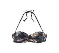 VENICE BEACH Bügel-Bandeau-Bikini-Top Damen schwarz-bedruckt Gr.36 Cup D