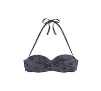 Bügel-Bandeau-Bikini-Top VENICE BEACH "Moloka", Damen, Gr. 44, Cup B, schwarz (schwarz bedruckt), Recycling-Polyamid, bedruckt, Bikini-Oberteile, Abnehmbare Träger (56430466-44) schwarz bedruckt