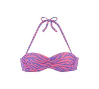 Bügel-Bandeau-Bikini-Top VENICE BEACH "Fjella", Damen, Gr. 44, Cup D, bunt (violett, koralle), Microfaser, Polyamid, Bikini-Oberteile, in zweifarbiger Animal-Optik (82002510-44) violett, koralle