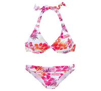 Bügel-Bikini VENICE BEACH, Damen, Gr. 42, Cup C, bunt (weiß, bedruckt), Polyamid, floral, Bikini-Sets Bügel-Bikini, trendiger Flowerprint, herausnehmbare Cups, im Nacken zu binden (190599-42) weiß, be