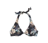 Bügel-Bikini-Top VENICE BEACH "Lori", Damen, Gr. 36, Cup C, schwarz (schwarz, bedruckt), Recycling-Polyamid, bedruckt, floral, Bikini-Oberteile, Druck mit trendigen Hibiskusblüten, herausnehmbare Soft