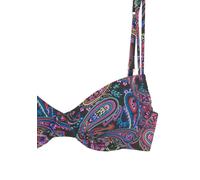 Bügel-Bikini-Top VENICE BEACH "Paislee", Damen, Gr. 44, Cup B, schwarz (schwarz bedruckt), Recycling-Polyamid, bedruckt, Paisleymuster, Bikini-Oberteile, bedruckt, verstellbare Doppelträger, herausneh