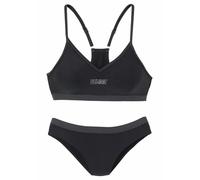 Bustier-Bikini VENICE BEACH, Damen, Gr. 38, Cup C/D, schwarz (schwarz, grau), Polyamid, unifarben, Bikini-Sets, mit abgetönten Details (140033-38) schwarz, grau