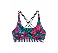 Bustier-Bikini-Top VENICE BEACH "Summer", Damen, Gr. 36, N-Gr, blau (marine bedruckt), Polyamid, Xtra Life LYCRA, floral, Bikini-Oberteile, mit gerkreuzten Trägern (785803-36) marine bedruckt
