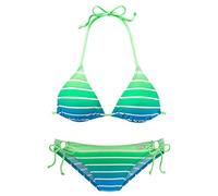 Triangel-Bikini VENICE BEACH Gr. 32, Cup A/B, grün (türkis, gestreift) Damen Bikini-Sets Ocean Blue in Neonfarben (640616-32)