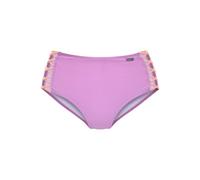 Highwaist-Bikini-Hose VENICE BEACH "Anna", Damen, Gr. 38, N-Gr, lila, Microfaser, Polyamid, kontrastfarbene Details, unifarben, Badehosen, mit seitlich gekreuzten Bändern (35094842-38) lila