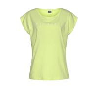 Kurzarmshirt VENICE BEACH, Damen, Gr. 44/46, grün (limone), Jersey, Obermaterial: 100% Baumwolle, unifarben, figurumspielend hüftlang, Rundhals, Shirts, mit Logoprint vorne, T-Shirt aus Baumwolle, spo