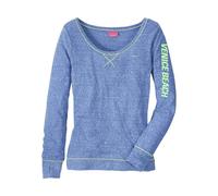 Langarmshirt VENICE BEACH, Damen, Gr. 44/46, blau (blau, meliert), Jersey, Obermaterial: 60% Baumwolle, 40% Polyester, meliert, figurumspielend hüftlang, Rundhals, Shirts Langarmshirt, mit sportlichem