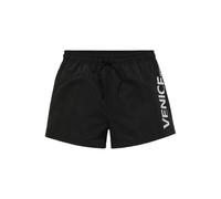Badeshorts VENICE BEACH, Herren, Gr. L (52), N-Gr, schwarz, Microfaser, Recycling-Polyester, unifarben mit Farbeinsatz, Badehosen, mit großem Markenschriftzug (74105525-L) schwarz