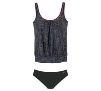 Oversize-Tankini VENICE BEACH, Damen, Gr. 38, N-Gr, schwarz (schwarz, grau), Polyamid, Bikini-Sets, Oversize-Form (349146-38) schwarz, grau