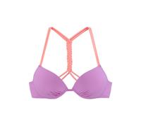 Push-Up-Bikini-Top VENICE BEACH "Anna", Damen, Gr. 36, Cup C, lila, Microfaser, Polyamid, kontrastfarbene Details, unifarben, Bikini-Oberteile, wattierte Cups, mit eingearbeiteter Verstärkung (1390301