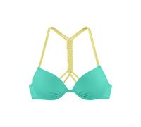 Push-Up-Bikini-Top VENICE BEACH "Anna", Damen, Gr. 42, Cup C, grün (mint), Microfaser, Polyamid, kontrastfarbene Details, unifarben, Bikini-Oberteile, wattierte Cups, mit eingearbeiteter Verstärkung (