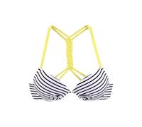 Push-Up-Bikini-Top VENICE BEACH "Camie", Damen, Gr. 38, Cup B, grün (schwarz, weiß, limette), Recycling-Polyamid, gestreift, kontrastfarbene Details, Bikini-Oberteile, im Rücken zu binden (26363064-38