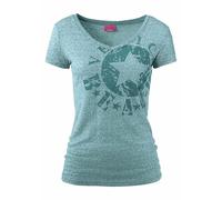 Venice Beach Strandshirt mit Logo-Druck, türkis-meliert