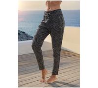 Sweathose VENICE BEACH, Damen, Gr. 36, N-Gr, anthrazit, schwarz bedruckt, Sweatware, Obermaterial: 95% Baumwolle, 5% Elasthan, animal-print, casual, figurumspielend knöchellang, Hosen, mit Animalprint