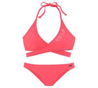 Triangel-Bikini VENICE BEACH, Damen, Gr. 40, Cup C/D, rot (coral), Polyamid, unifarben, Bikini-Sets Triangel-Bikini, mit Top zum Wickeln (63650644-40) coral