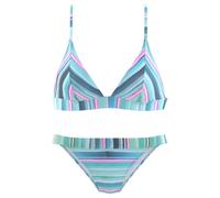 Triangel-Bikini VENICE BEACH, Damen, Gr. 34, Cup A/B, grün (gestreift, türkis), Polyamid, gestreift, Bikini-Sets Triangel-Bikini, aus Piqué-Qualität (93169831-34) gestreift, türkis