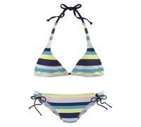 VENICE BEACH Triangel-Bikini Damen marine-gelb-gestreift Gr.38 Cup A/B