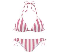 Triangel-Bikini VENICE BEACH, Damen, Gr. 40, Cup A/B, rosa (rosa, weiß), Recycling-Polyester, gestreift, Bikini-Sets Triangel-Bikini, mit gewebten Streifen (70667429-40) rosa, weiß