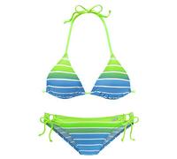 Triangel-Bikini VENICE BEACH Gr. 36, Cup A/B, grün (türkis, gestreift) Damen Bikini-Sets Ocean Blue in Neonfarben (640616-36)