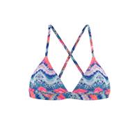 Triangel-Bikini-Top VENICE BEACH "Face", Damen, Gr. 34, Cup A, blau (blau, orange), Polyamid, bedruckt, gemustert, Bikini-Oberteile, mit sommerlichem Print (26343166-34) blau, orange