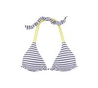 Triangel-Bikini-Top VENICE BEACH "Camie", Damen, Gr. 38, Cup A/B, grün (schwarz, weiß, limette), Recycling-Polyamid, gestreift, kontrastfarbene Details, Bikini-Oberteile, mit geflochtenen Details (888